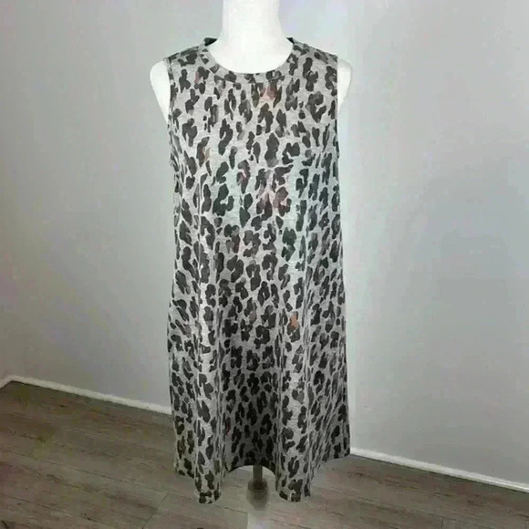 Apt. 9 Grey Sleeveless Cheetah Print Dress Size M - Picture 1 of 8